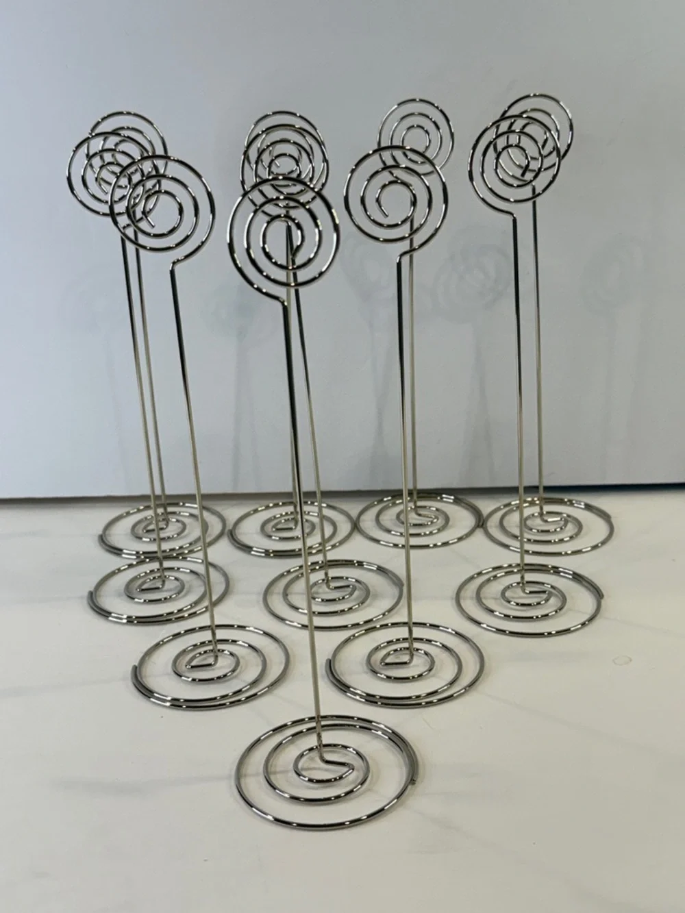 8”-9” 🌀 10pc Silver Spiral 🌀Place Card Holders Photo Clip Stands Wedding Decor